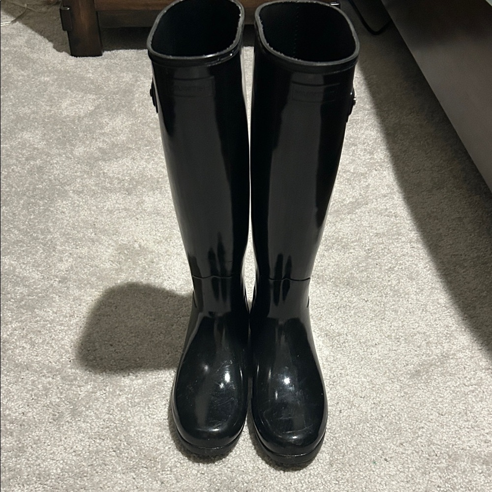 Hunter Black Gloss Tall Rain Boots